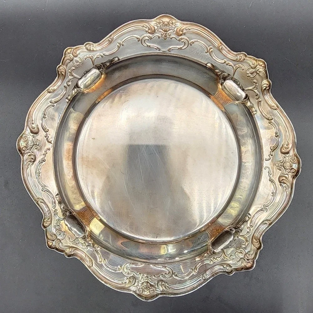 VTG Gorham Silver Plated Glass Insert Lidded Casserole‎ Dish Footed Ornate